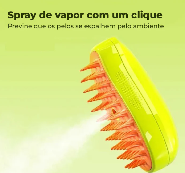 Escova a Vapor Recarregavel para Gatos e Caes